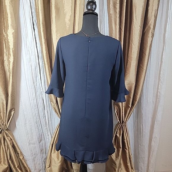 CeCe by Cynthia Steffe Navy Blue Kate Ruffled Hem Shift Dress - Picture 11 of 16